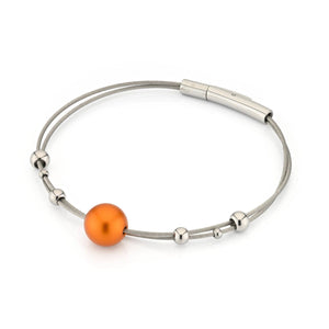 Armband bolletjes met oranje bol A274O