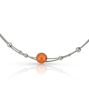 Collier kleine bolletjes en oranje bol C274O