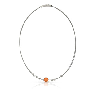 Collier kleine bolletjes en oranje bol C274O