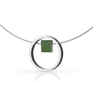 Ketting EVY Groen Ring met vierkantje | C277GR