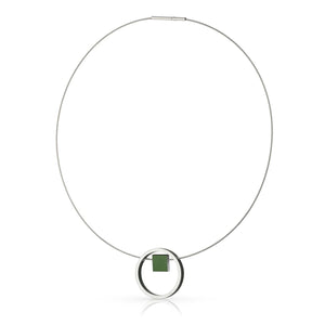 Ketting EVY Groen Ring met vierkantje | C277GR