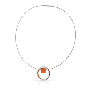 Ketting EVY Oranje Ring met vierkantje | C277O